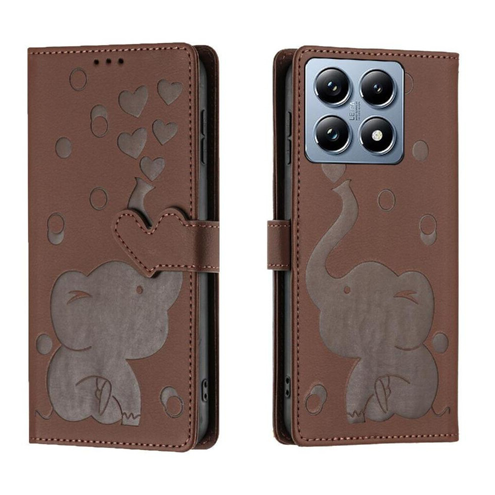 (Brown) Flip Case For Xiaomi 14T Three Card Slots Premium Leather Kickstand Brown 764563467396