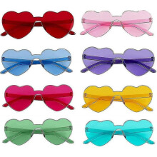Heart Shaped Rimless Glasses, 8 Pair Love Heart Glasses Candy Colors Frameless