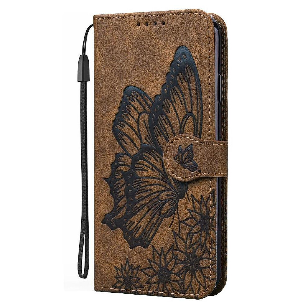 (Brown) Flip Case For Xiaomi 14T Card Slots Holder Pu Leather Wallet Big Butterfly Magnetic Closu Brown 764563467587