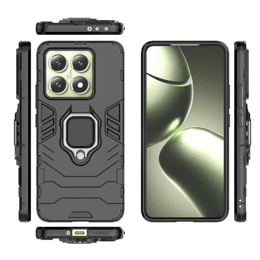 (Black) Case For Xiaomi 14T 5G Shockproof Cover 360Rotating Ring Kickstand Military Drop Protection Black 764563468140