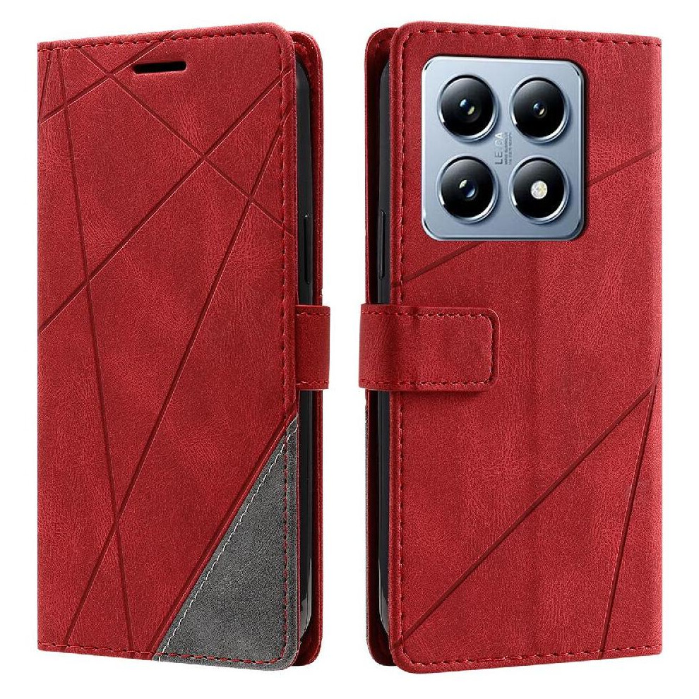 (Red) Case For Xiaomi 14T Pro Wallet Flip Folio Magnetic Shockproof Pu Leather Card Holder Kickstand Red 764563468539