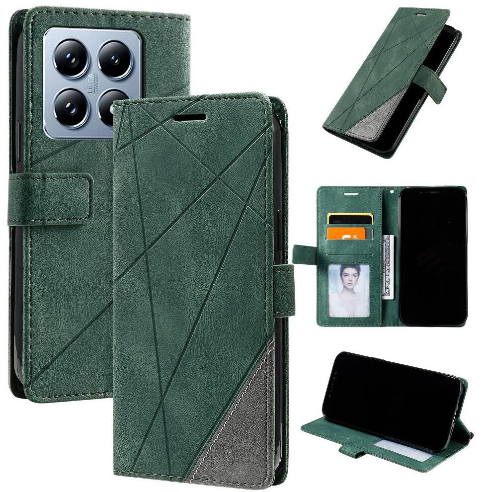(Green) Case For Xiaomi 14T Card Holder Kickstand Magnetic Wallet Flip Folio Pu Leather Shockproof Green 764563468607