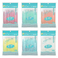 600pcs Disposable Interdental Brush Double-ended Plastic Oral Care Floss Cleaner (Random Color)