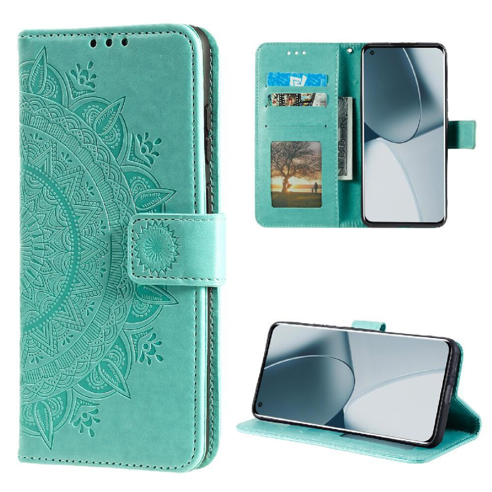 (Green) Flip Case For Xiaomi 14T Pro Pu Leather Kickstand Totem Embossing Wallet Case Green 764563468874