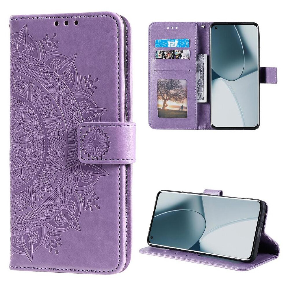 (Purple) Flip Case For Xiaomi 14T Pro Pu Leather Kickstand Totem Embossing Wallet Case Purple 764563468904