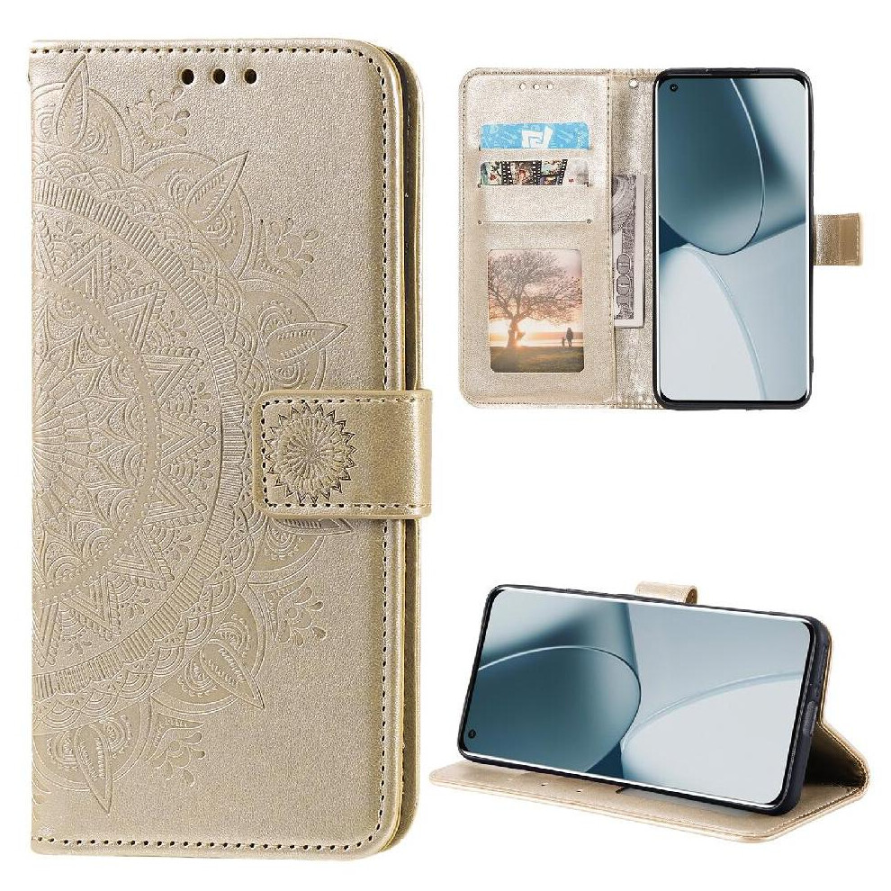 (Gold) Flip Case For Xiaomi 14T Pu Leather Totem Embossing Kickstand Wallet Case Gold 764563468997
