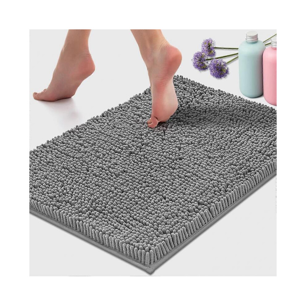 Bath mat super soft plush bathroom shower rug, chenille microfiber material, super absorbent plush bathroom rug
