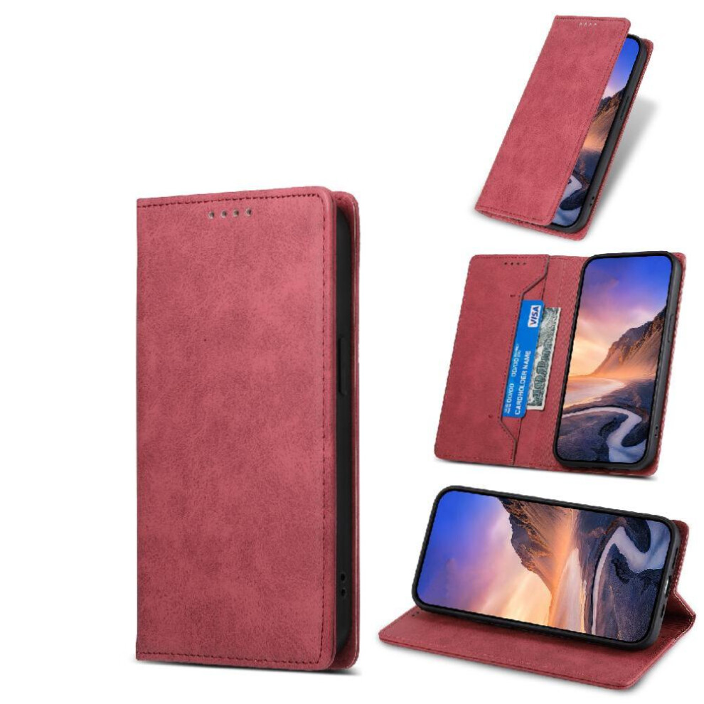 (Red) Flip Case For Xiaomi 14T 5G Kickstand Card Slot Tpu Shockproof Business Casual Red 764563469512