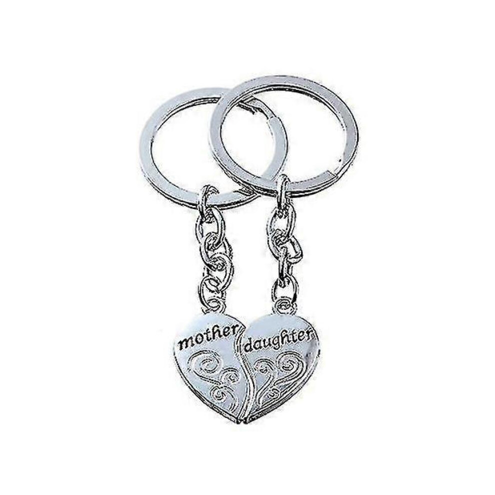 2pcs Mother Daughter Split Broken Heart Key Chain Rings Set Double Pendants for Women Girl