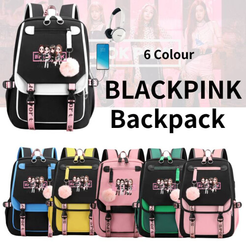 (BlackWhite)Blackpink grote capaciteit printrugzak schoudertas USB-interface waterdicht 2