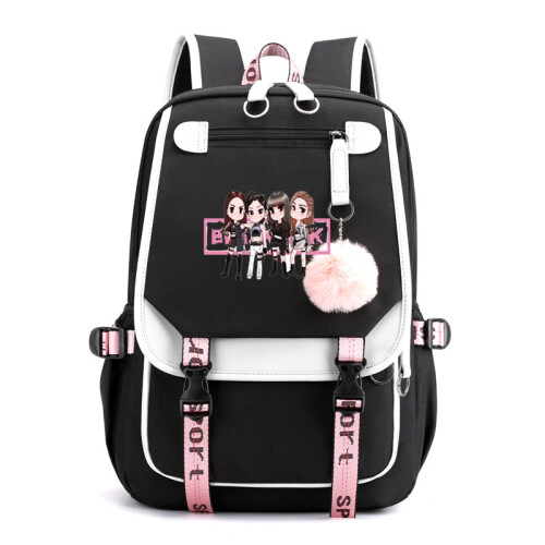 (BlackWhite)Blackpink grote capaciteit printrugzak schoudertas USB-interface waterdicht