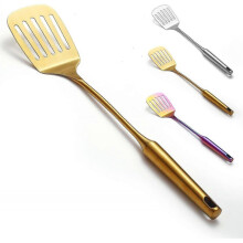 Stainless Steel Spatulas, Gold Slotted Turner, Kitchen Spatulas for Nonstick Cookware, Dishwasher Safe, Easy to Clean