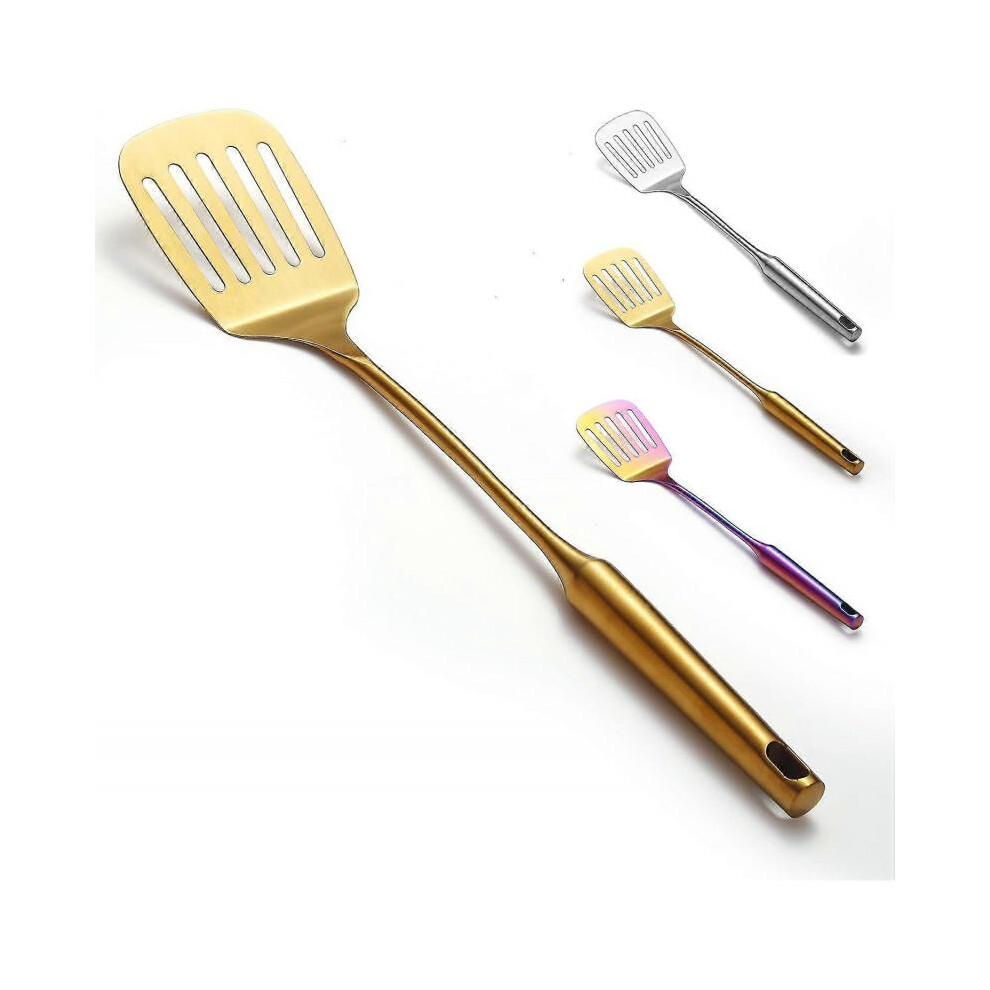 Stainless Steel Spatulas, Gold Slotted Turner, Kitchen Spatulas for Nonstick Cookware, Dishwasher Safe, Easy to Clean