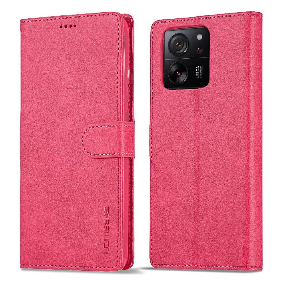 (Red) Flip Case For Xiaomi 14T Pro Calf Texture Horizontal Flip Leather Case Card Slots Wallet With Holder Red 764563470549