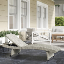 Outsunny PE Rattan Sun Lounger with 4-Level Adjustable Backrest, Grey