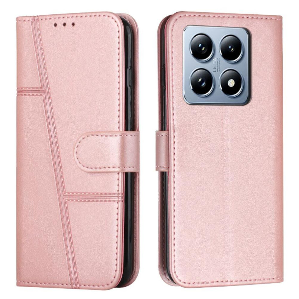 (Pink) Flip Case For Xiaomi 14T Full Protection Kickstand Side Buckle Pu Leather Card Insertion Pink 764563470815