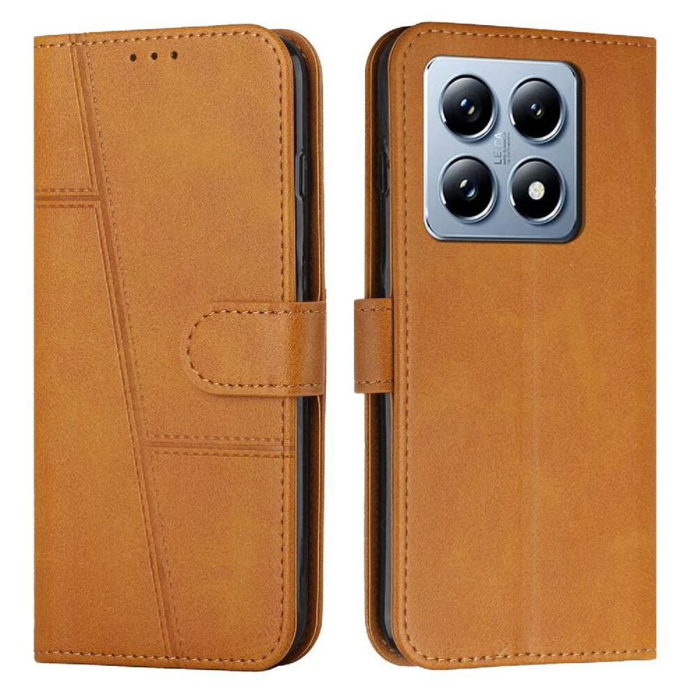 (Yellow) Flip Case For Xiaomi 14T Full Protection Kickstand Side Buckle Pu Leather Card Insertion Yellow 764563470822