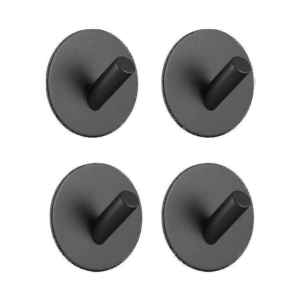 4 Self-Adhesive Stainless Steel Hooks, No Drilling Required, For Bathrobes, Towels And Clothes In The Kitchen And Bathroom Black