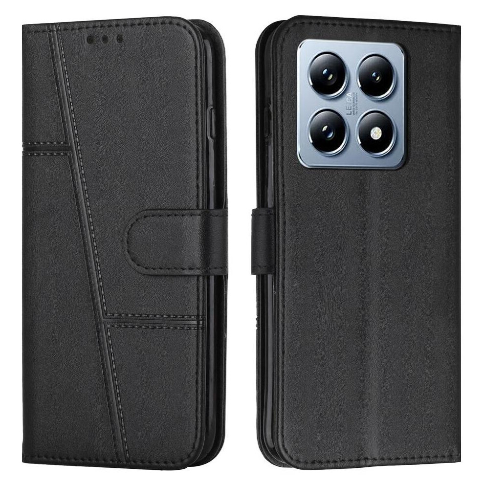 (Black) Flip Case For Xiaomi 14T Pro Side Buckle Pu Leather Kickstand Full Protection Card Insertion Black 764563470846