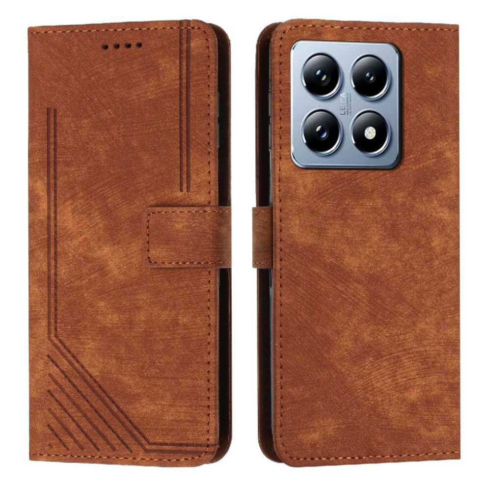 (Brown) Flip Case For Xiaomi 14T Wallet Kickstand Card Insertion Pu Leather Brown 764563471119