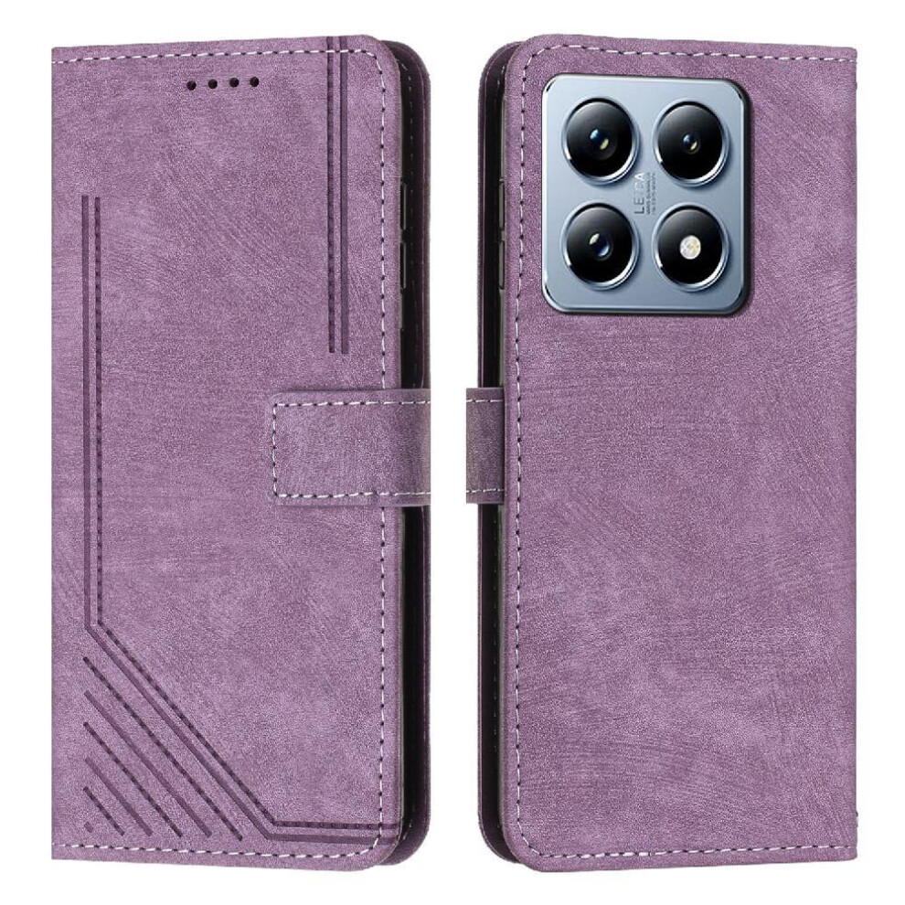 (Purple) Flip Case For Xiaomi 14T Wallet Kickstand Card Insertion Pu Leather Purple 764563471164