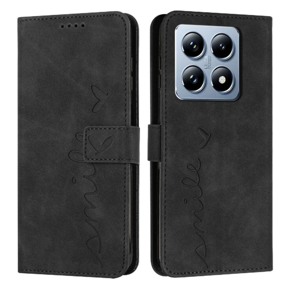 (Black) Flip Case For Xiaomi 14T Card Insertion Kickstand Love Wallet Pu Leather Side Buckle Black 764563471362