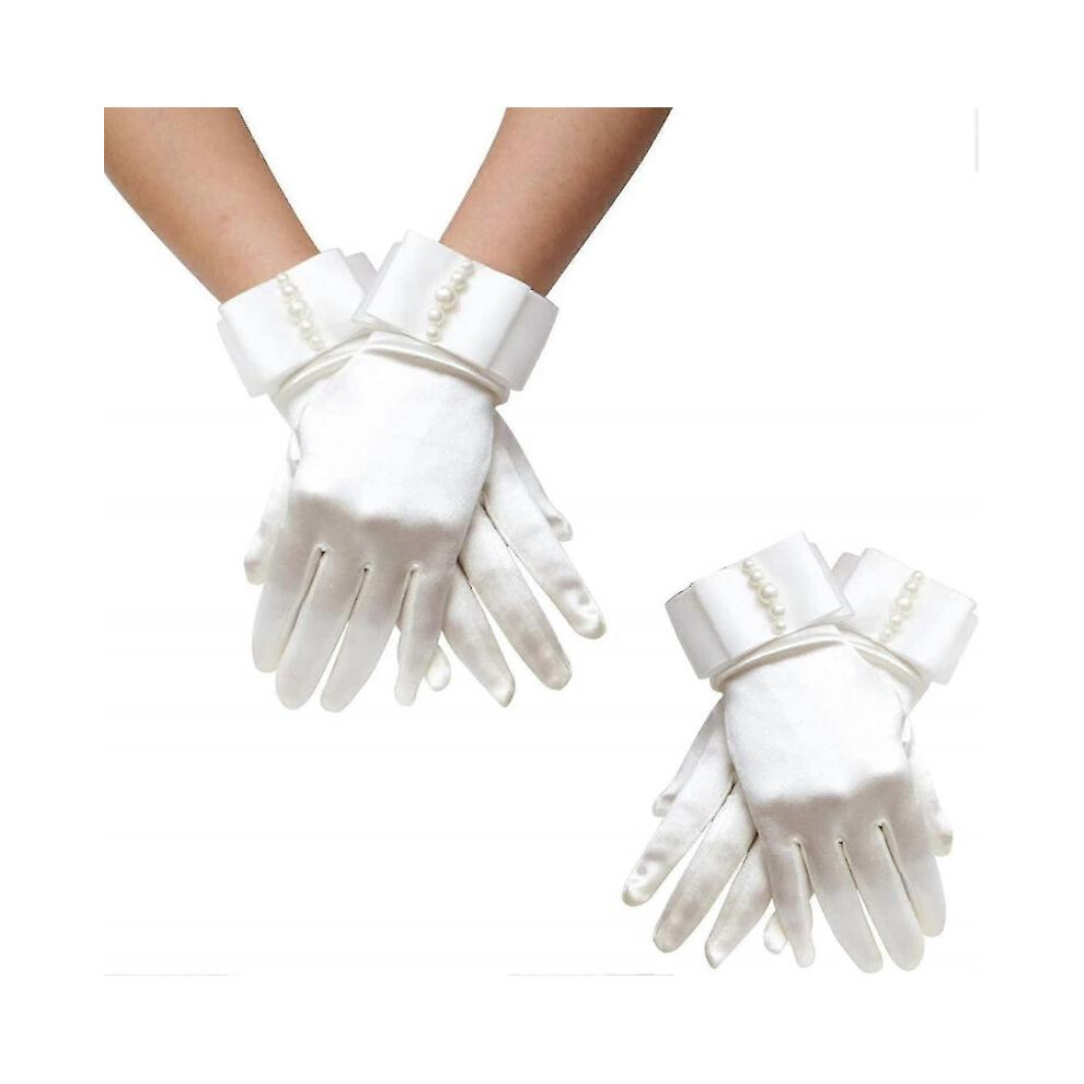 Women's Wrist Length Bridal Gloves with Pearls for Wedding Dress Party Dress Gift