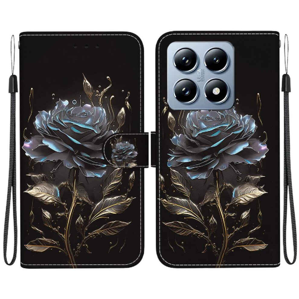 (C5 ) Flip Case For Xiaomi 14T Pro Pu Leather Butterfly Flower Painted Magnetic Closure Card Slots Wallet 764563471904