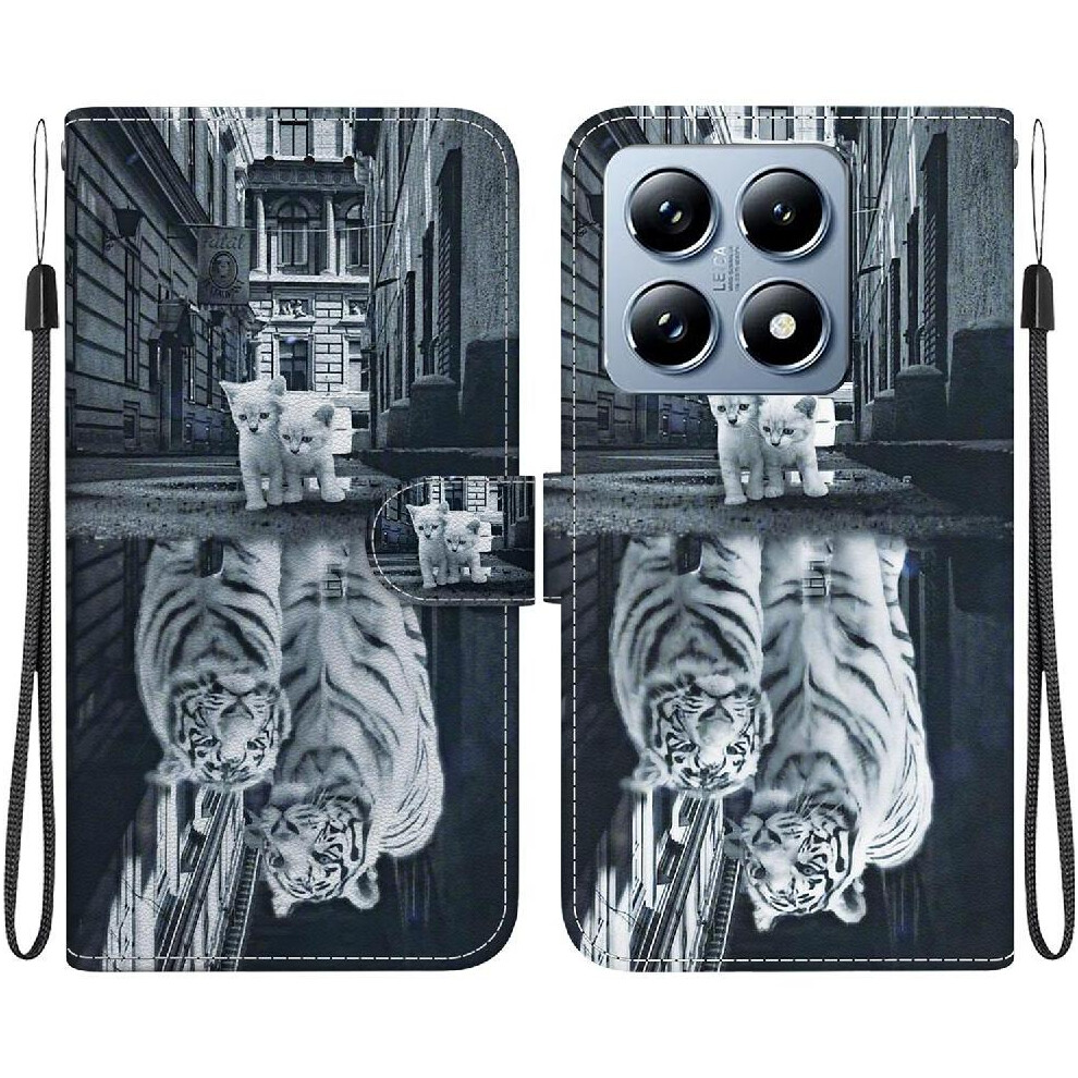 (C6) Flip Case For Xiaomi 14T Pro Pu Leather Butterfly Flower Painted Magnetic Closure Card Slots Wallet 764563471911