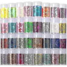Holographic Chunky Glitter, Set Of 32, Craft Glitter for Resin Art Crafts, Cosmetic Glitter for Nail Body Face Eye, Epoxy Resin Glitter Sequin Flake