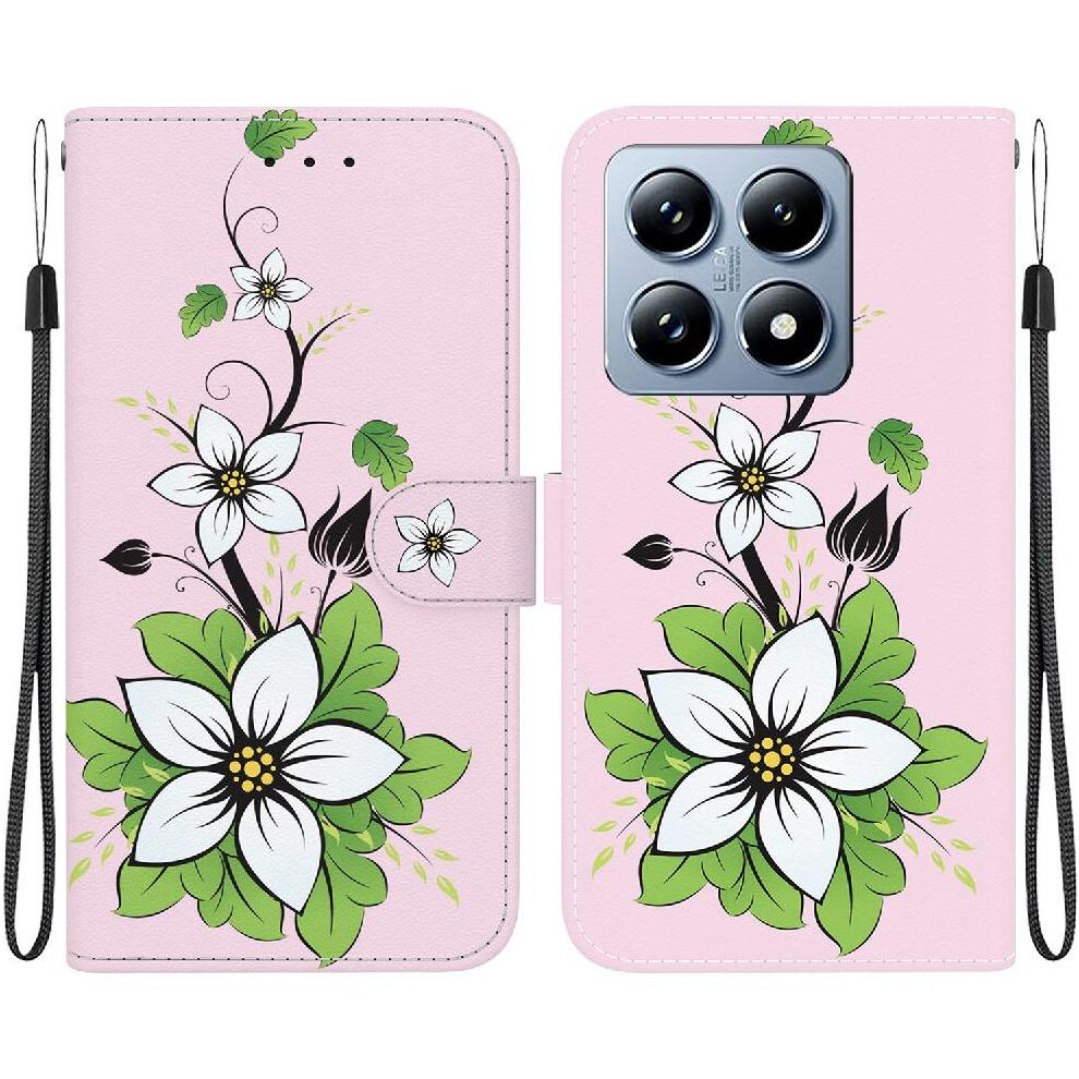 (C9 ) Flip Case For Xiaomi 14T Pro Pu Leather Butterfly Flower Painted Magnetic Closure Card Slots Wallet 764563471942
