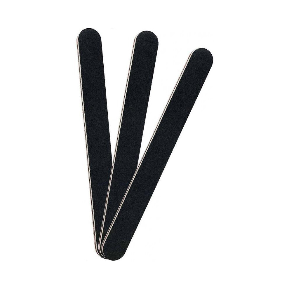 Set of 3 nail files, 100/180 grit, reusable files for acrylic and natural nails, black