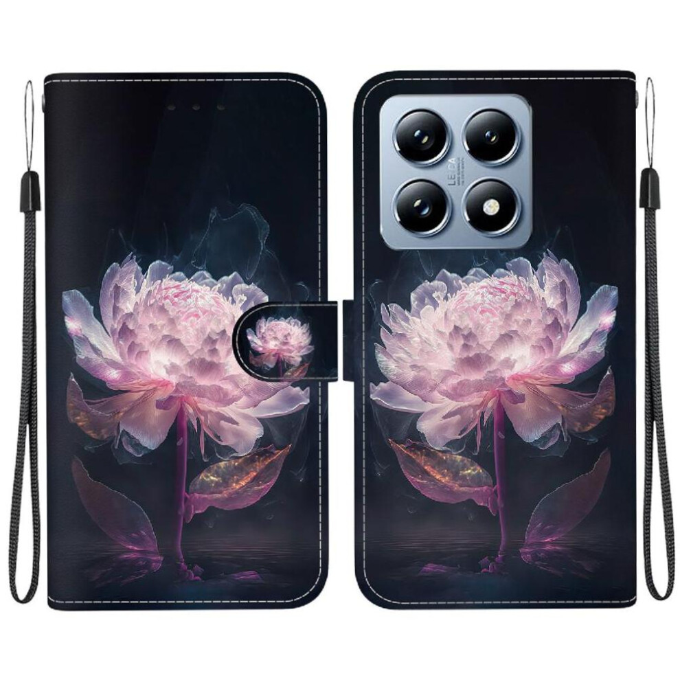 (C1 ) Flip Case For Xiaomi 14T Magnetic Closure Wallet Pu Leather Card Slots Butterfly Flower Painted 764563471973