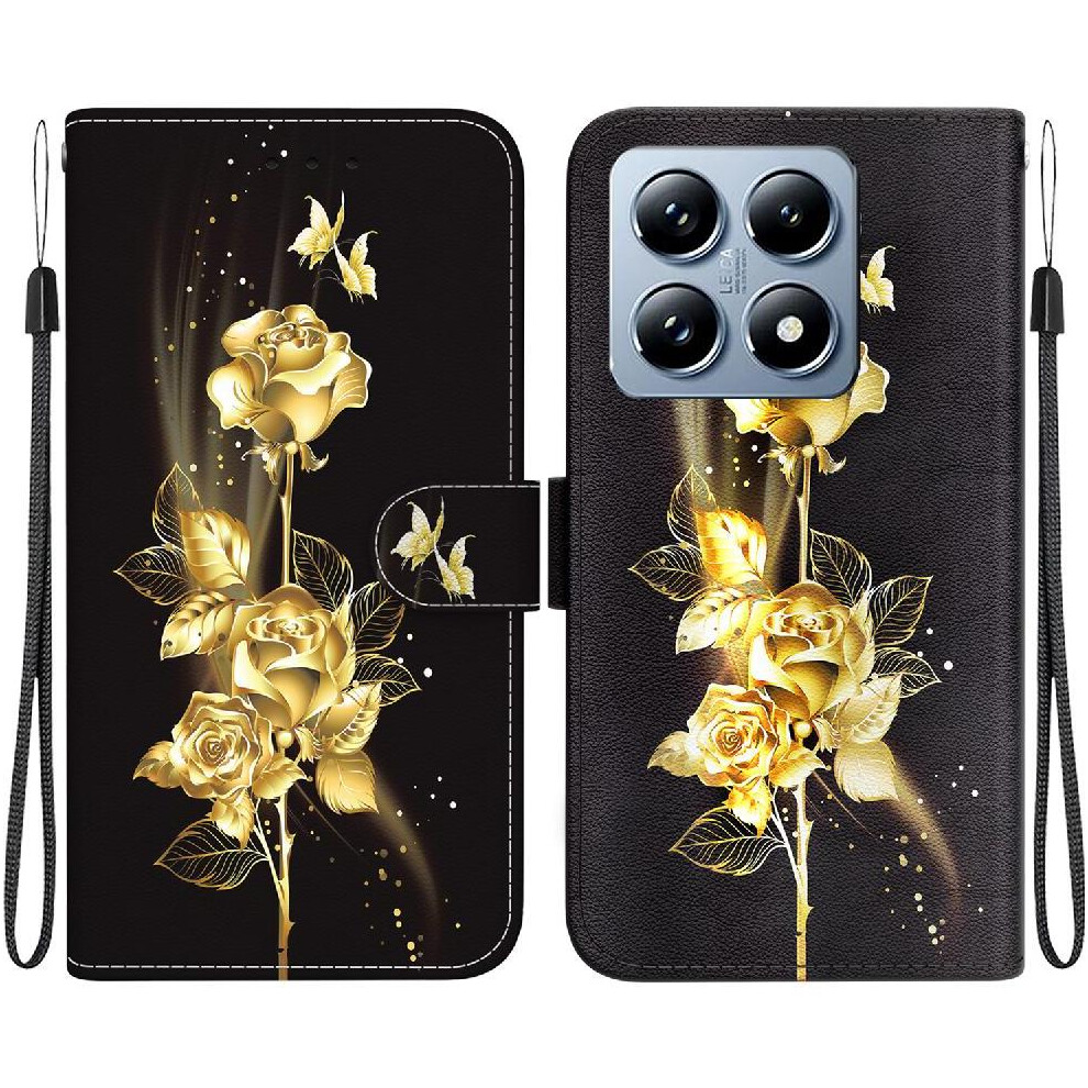 (Ohter) Flip Case For Xiaomi 14T Magnetic Closure Wallet Pu Leather Card Slots Butterfly Flower Painted 764563472000