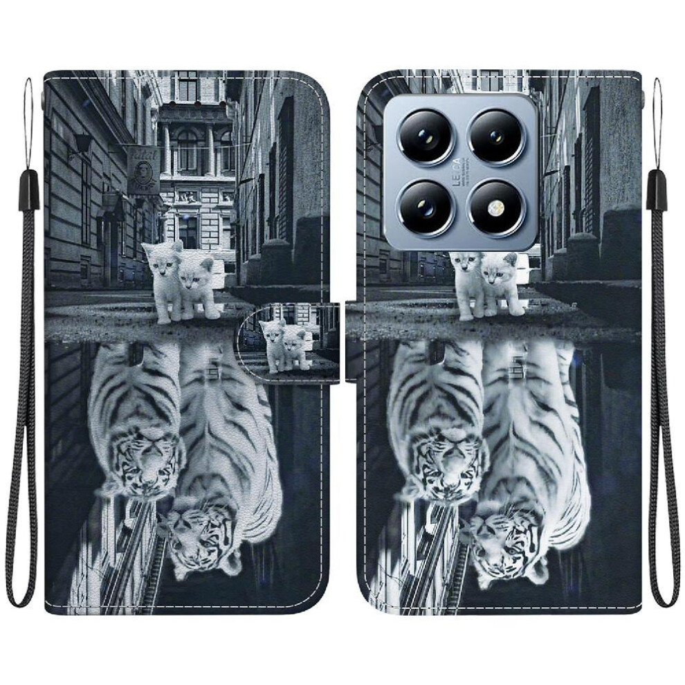 (C6) Flip Case For Xiaomi 14T Magnetic Closure Wallet Pu Leather Card Slots Butterfly Flower Painted 764563472024
