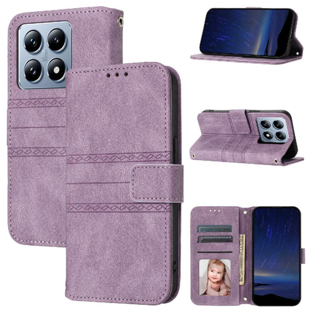 ( Violet) Flip Case For Xiaomi 14T Pro Pu Leather Wallet Case Magnetic Closure Shockproof Protective Kickstand Light 764563472581