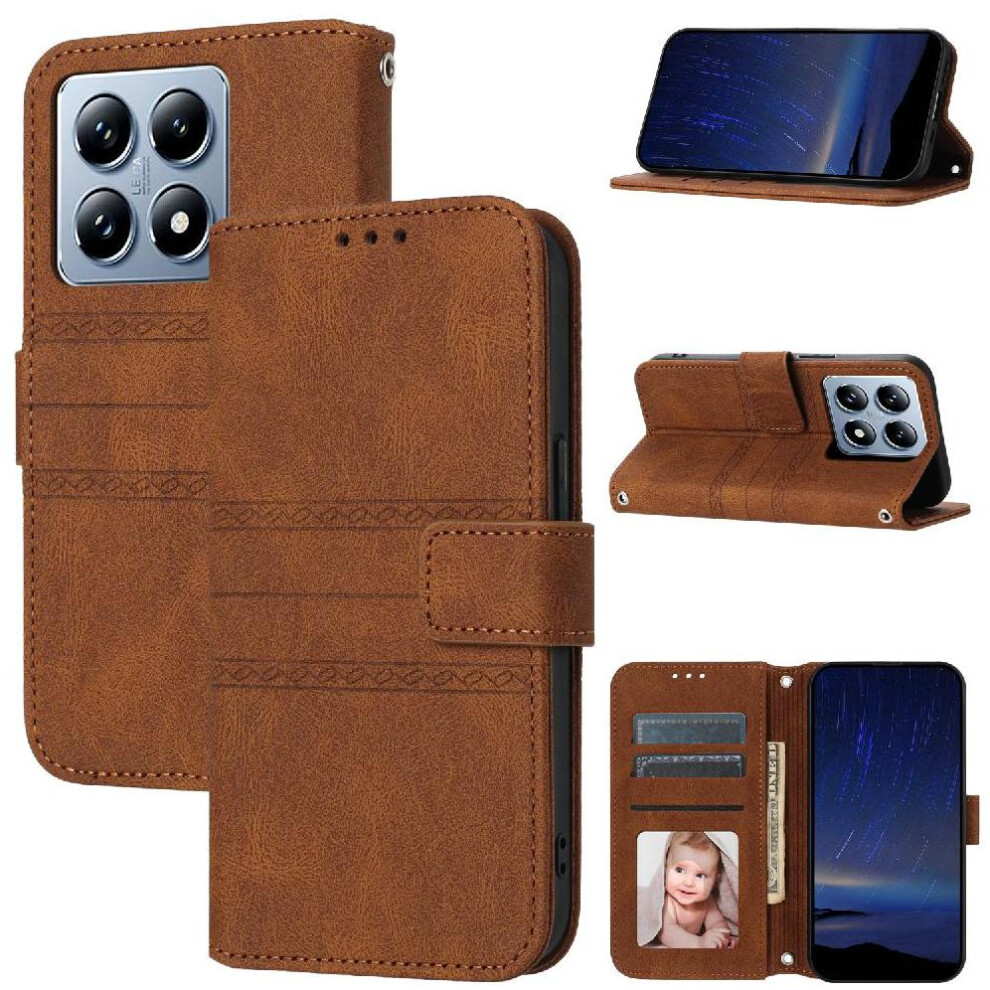 (Brown) Flip Case For Xiaomi 14T Pu Leather Magnetic Closure Shockproof Protective Kickstand Wallet Case Brown 764563472741