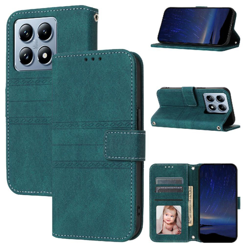 (Green) Flip Case For Xiaomi 14T Pu Leather Magnetic Closure Shockproof Protective Kickstand Wallet Case Green 764563472758