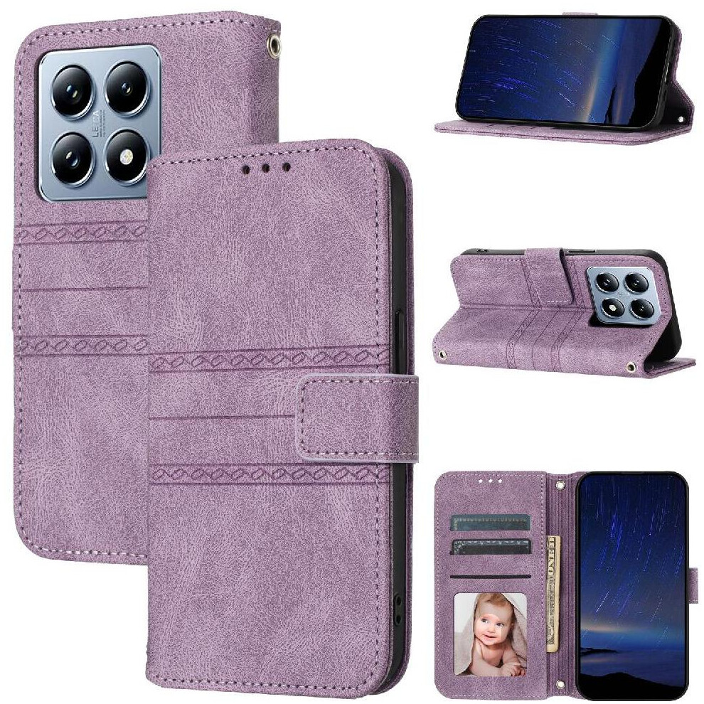 (Purple) Flip Case For Xiaomi 14T Pu Leather Magnetic Closure Shockproof Protective Kickstand Wallet Case Purple 764563472765