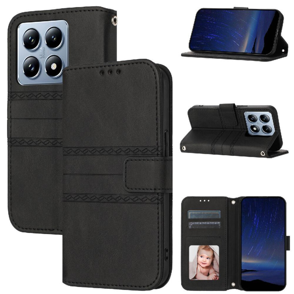 (Black) Flip Case For Xiaomi 14T Pu Leather Magnetic Closure Shockproof Protective Kickstand Wallet Case Black 764563472772