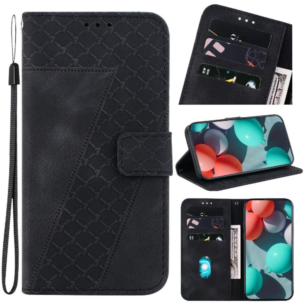 (Black) Phone Case For Xiaomi 14T Pro Card Slot Function Wallet Flip Folio Cover Embossed Pattern Pu Leather Black 764563473076