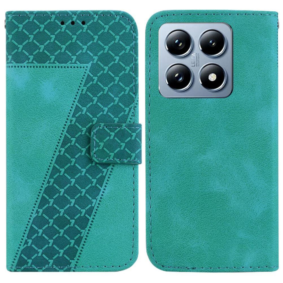 (Green) Phone Case For Xiaomi 14T Flip Folio Cover Pu Leather Wallet Embossed Pattern Card Slot Function Green 764563473083