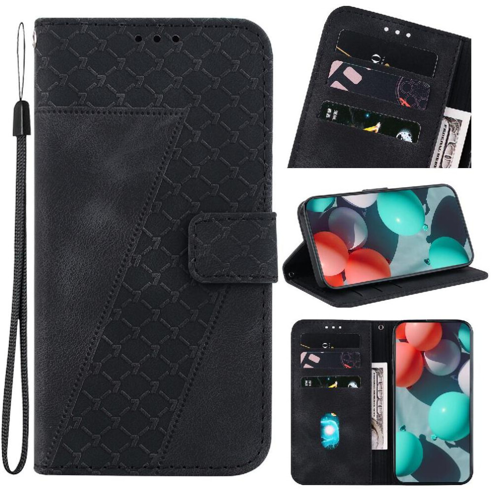 (Black) Phone Case For Xiaomi 14T Flip Folio Cover Pu Leather Wallet Embossed Pattern Card Slot Function Black 764563473137