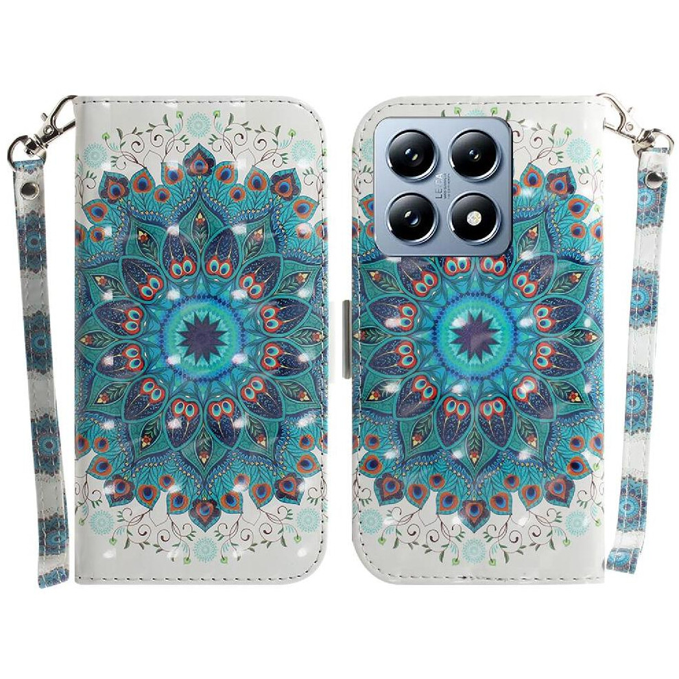 (C3 ) 3D Painted Protective Case For Xiaomi 14T Pro Lanyard Pu Leather Card Slots Wallet Magnetic Closure 764563473168