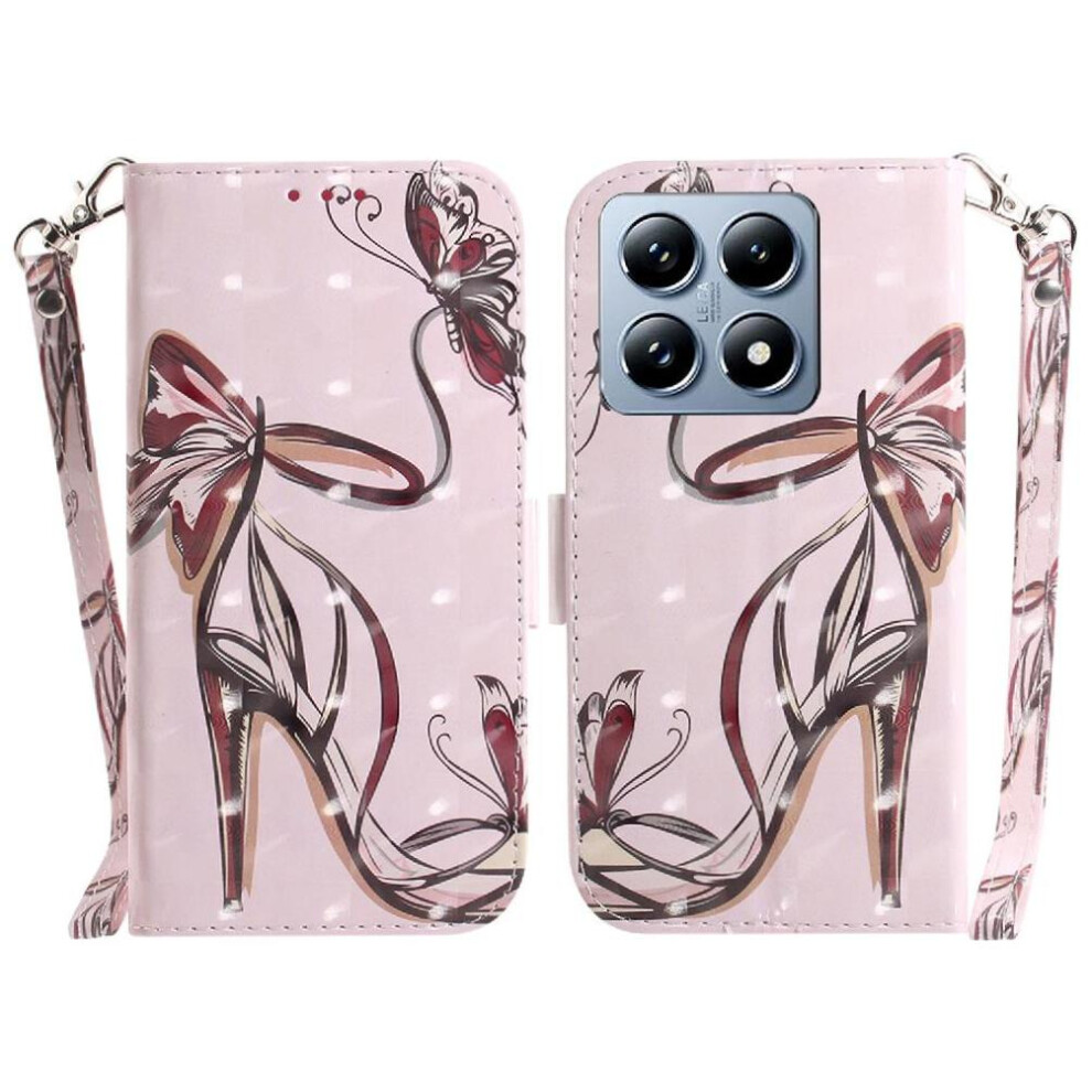 (C6) 3D Painted Protective Case For Xiaomi 14T Pro Lanyard Pu Leather Card Slots Wallet Magnetic Closure 764563473199