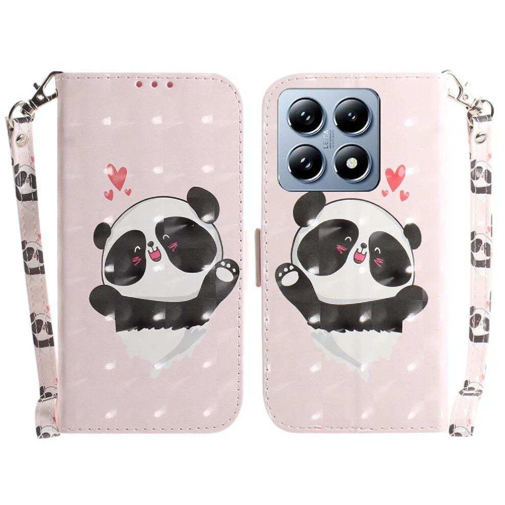 (C7 ) 3D Painted Protective Case For Xiaomi 14T Pro Lanyard Pu Leather Card Slots Wallet Magnetic Closure 764563473205