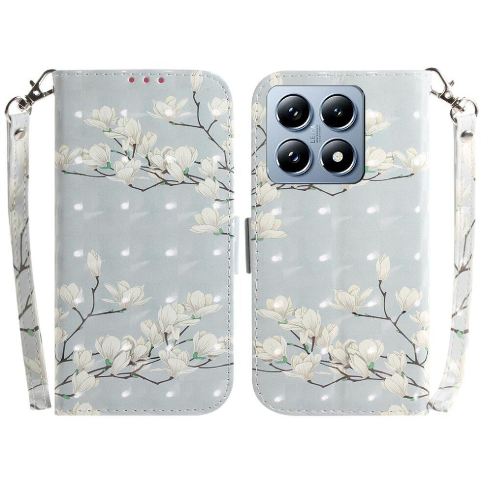 (C8 ) 3D Painted Protective Case For Xiaomi 14T Pro Lanyard Pu Leather Card Slots Wallet Magnetic Closure 764563473212