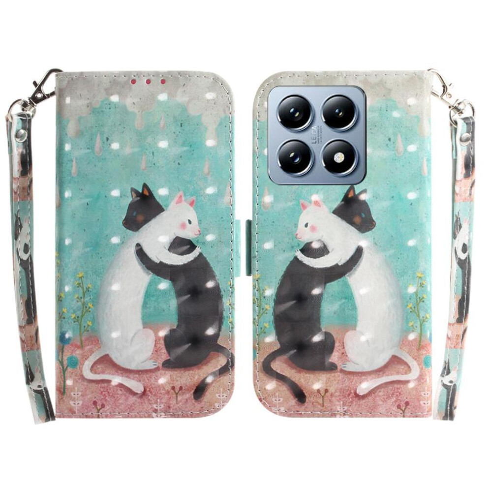 (C9 ) 3D Painted Protective Case For Xiaomi 14T Pro Lanyard Pu Leather Card Slots Wallet Magnetic Closure 764563473229