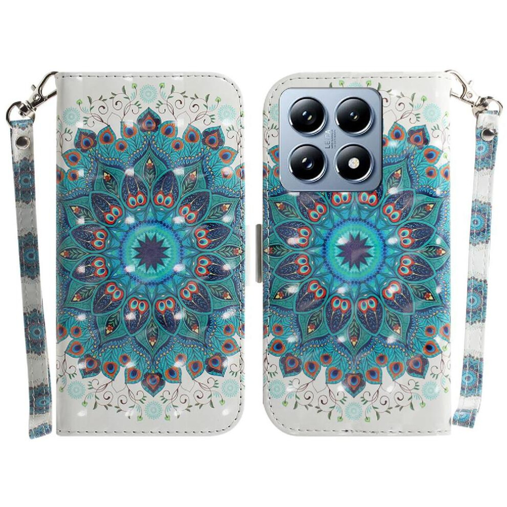 (C3 ) 3D Painted Protective Case For Xiaomi 14T Magnetic Closure Lanyard Card Slots Wallet Pu Leather 764563473281