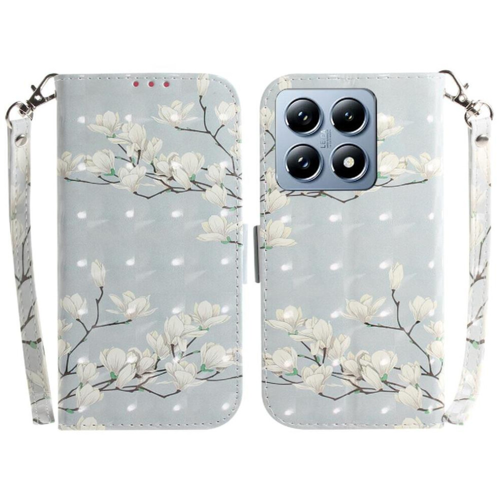 (C8 ) 3D Painted Protective Case For Xiaomi 14T Magnetic Closure Lanyard Card Slots Wallet Pu Leather 764563473335